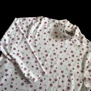 Womens Snowflake Christmas Mock Neck Long Sleeve Top White Burgundy Grey Size 2X